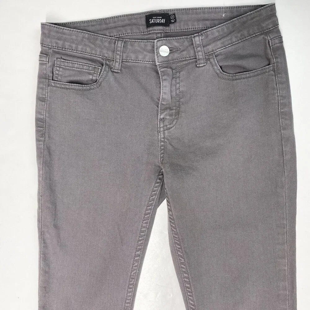 Kate Spade Jeans Saturday Skinny Womens 27 Gray Stretch Denim Jeans *Flaw